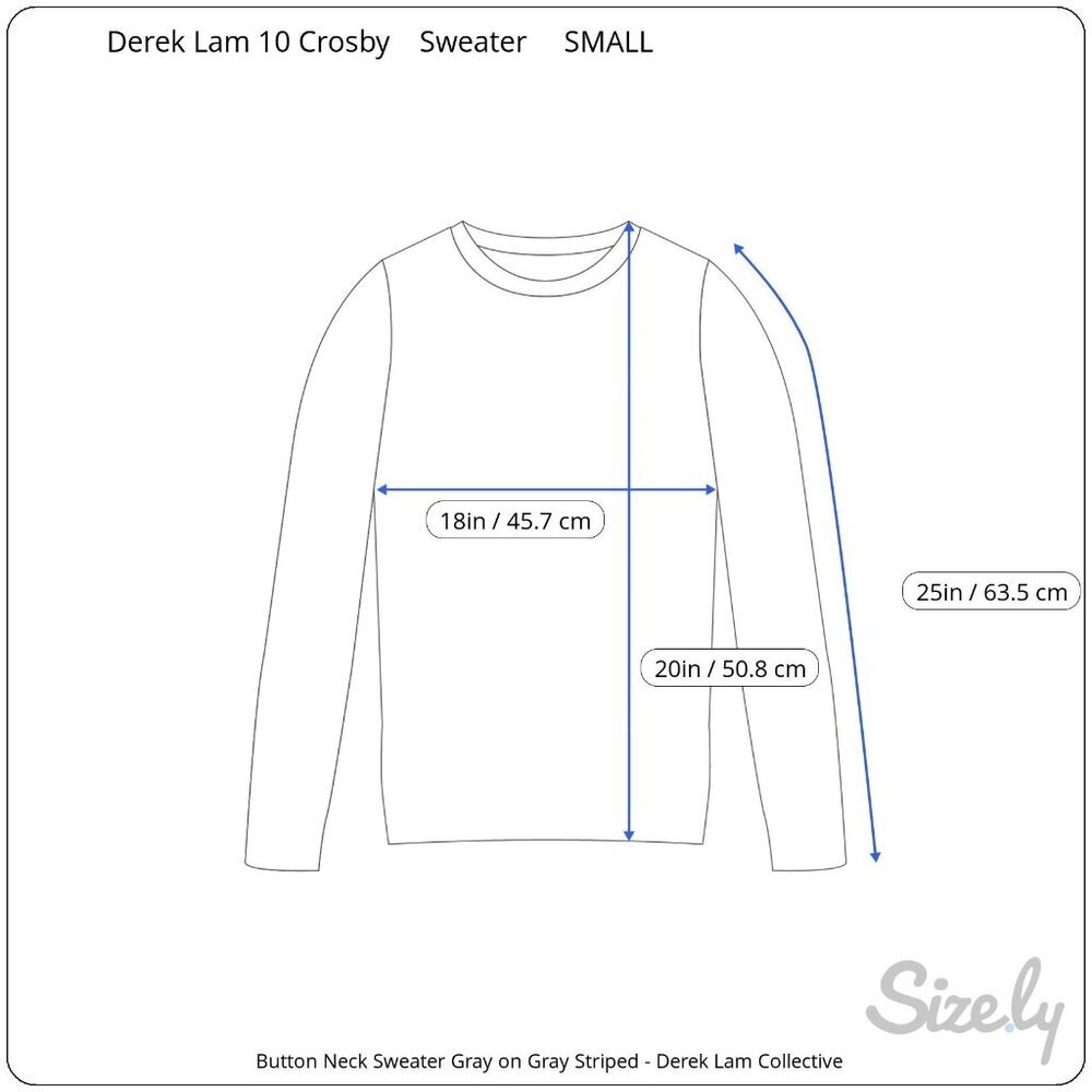 Derek Lam 10 Crosby Gray Striped Button Neck Sweater Ribbed Knit Small - Picture 6 of 7